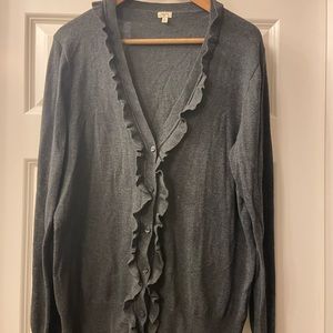 J Crew ruffled cardigan
